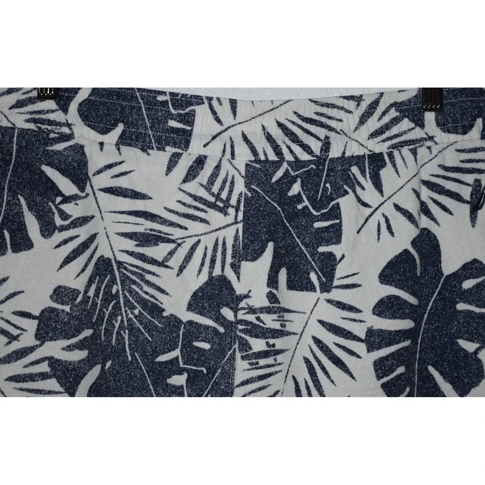 Nautica Womens LARGE Linen Blend Shorts Pull-On Tropical Hawiian Pockets Blue - Picture 15 of 16